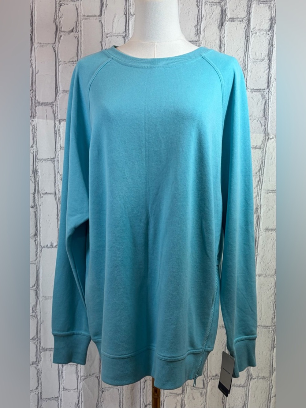 Champion Size:L Light Blue Women Crewneck Sweatshirt with Side Zipper